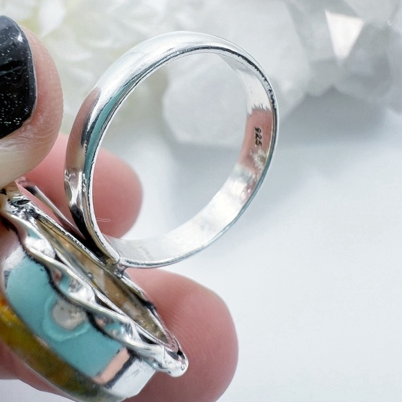 🌷Sterling Silver 925 Bumblebee Jasper Ring Size 8.75 Handmade New - Picture 8 of 10